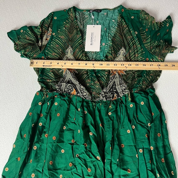 Bloomchic Bandana Pocket Button Wrap Split Midi Dress Size 10 Green NWT - Picture 7 of 12